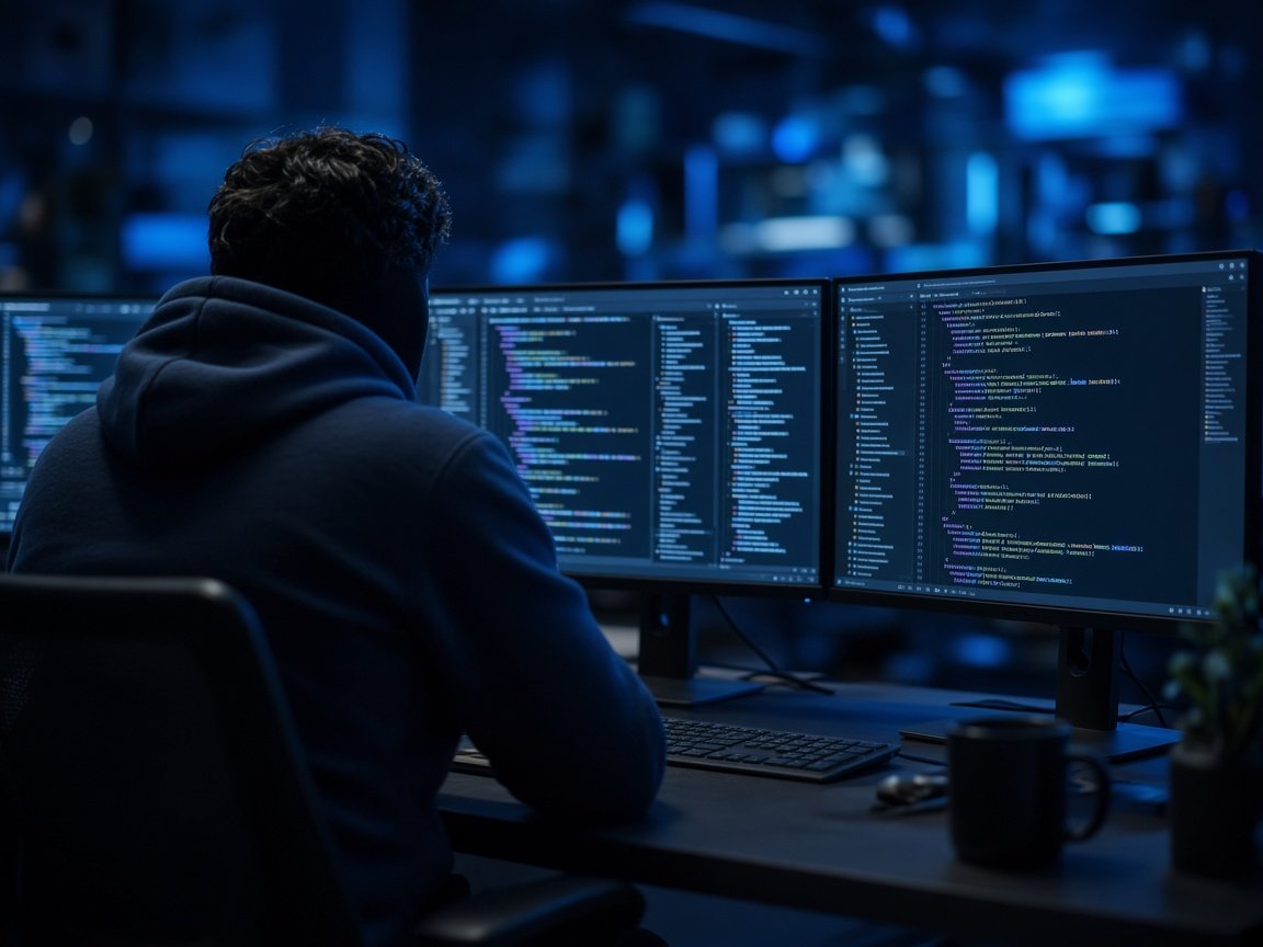 Software developer at workstations